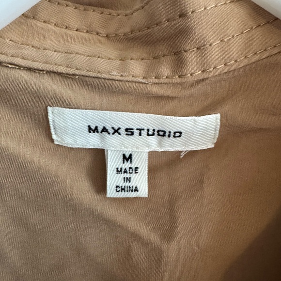 Max Studio Short-Sleeve Utility Blouse in Camel - Picture 2 of 4